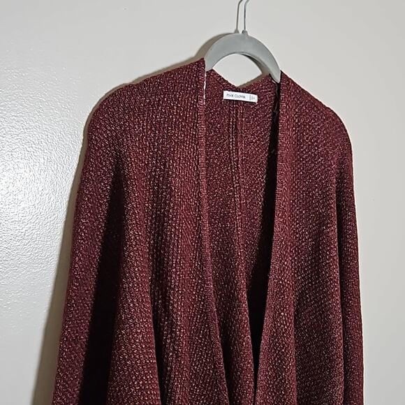 NWT Pink Clover Open Front Textured Burgundy Cardigan Sweater Sz Medium - Picture 3 of 12